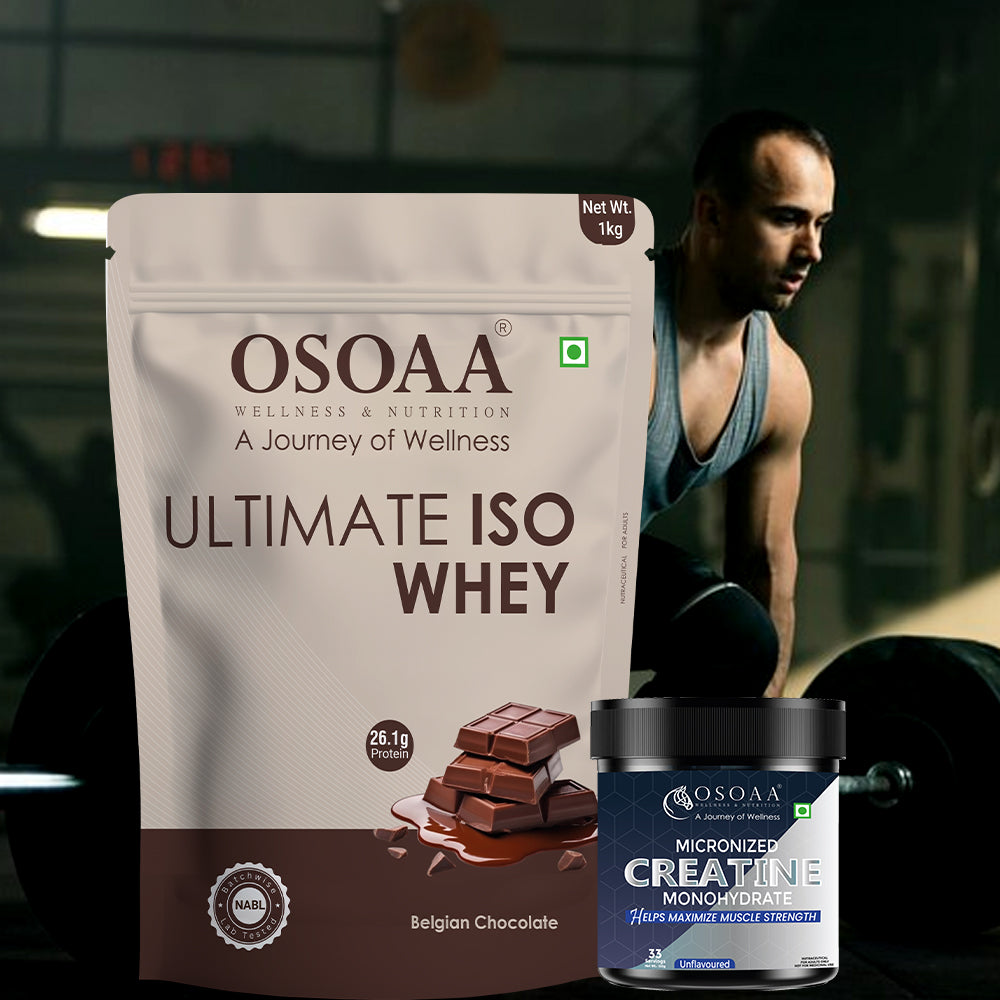 OSOAA Ultimate ISO Whey 1kg - 26g Pure Protein with Creatine Monohydrate 100gm- (Ultimate Muscle Duo 1)