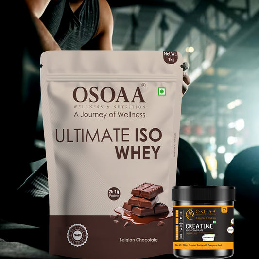 OSOAA Ultimate ISO Whey 1kg - 26g Pure Protein with Certified Creatine Monohydrate (CREAPURE) 100gm - ( Ultimate Muscle Duo 2)