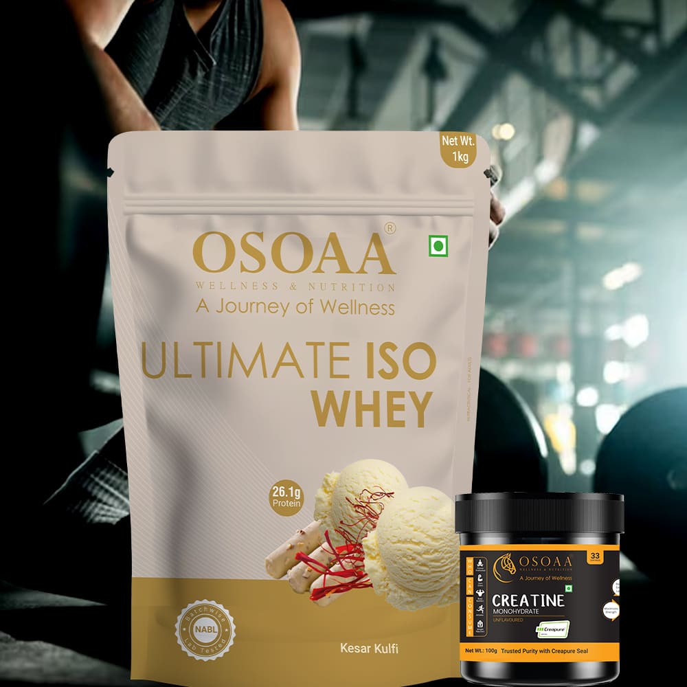 OSOAA Ultimate ISO Whey 1kg - 26g Pure Protein with Certified Creatine Monohydrate (CREAPURE) 100gm - ( Ultimate Muscle Duo 2)