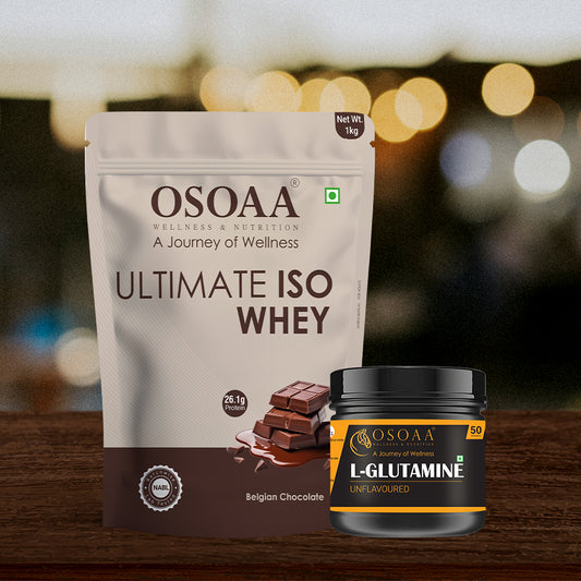 OSOAA Ultimate ISO Whey 1kg - 26g Pure Protein with L-Glutamine 100gm( Rapid Recovery Bundle)