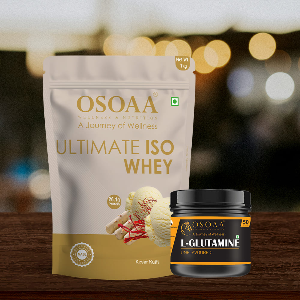 OSOAA Ultimate ISO Whey 1kg - 26g Pure Protein with L-Glutamine 100gm( Rapid Recovery Bundle)