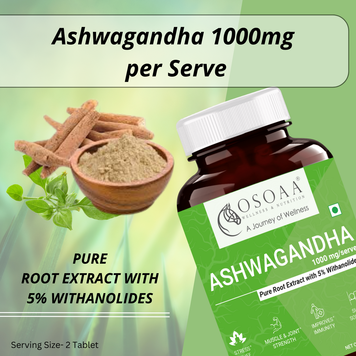 OSOAA Ayurvedic Ashwagandha 1000 mg - 60 Tabs