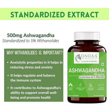 OSOAA Vitamin D3 K2 (MK7) B12 || Ashwagandha with 5% Withanolides 1000mg || Daily Multivitamin with 200mg Omega 3