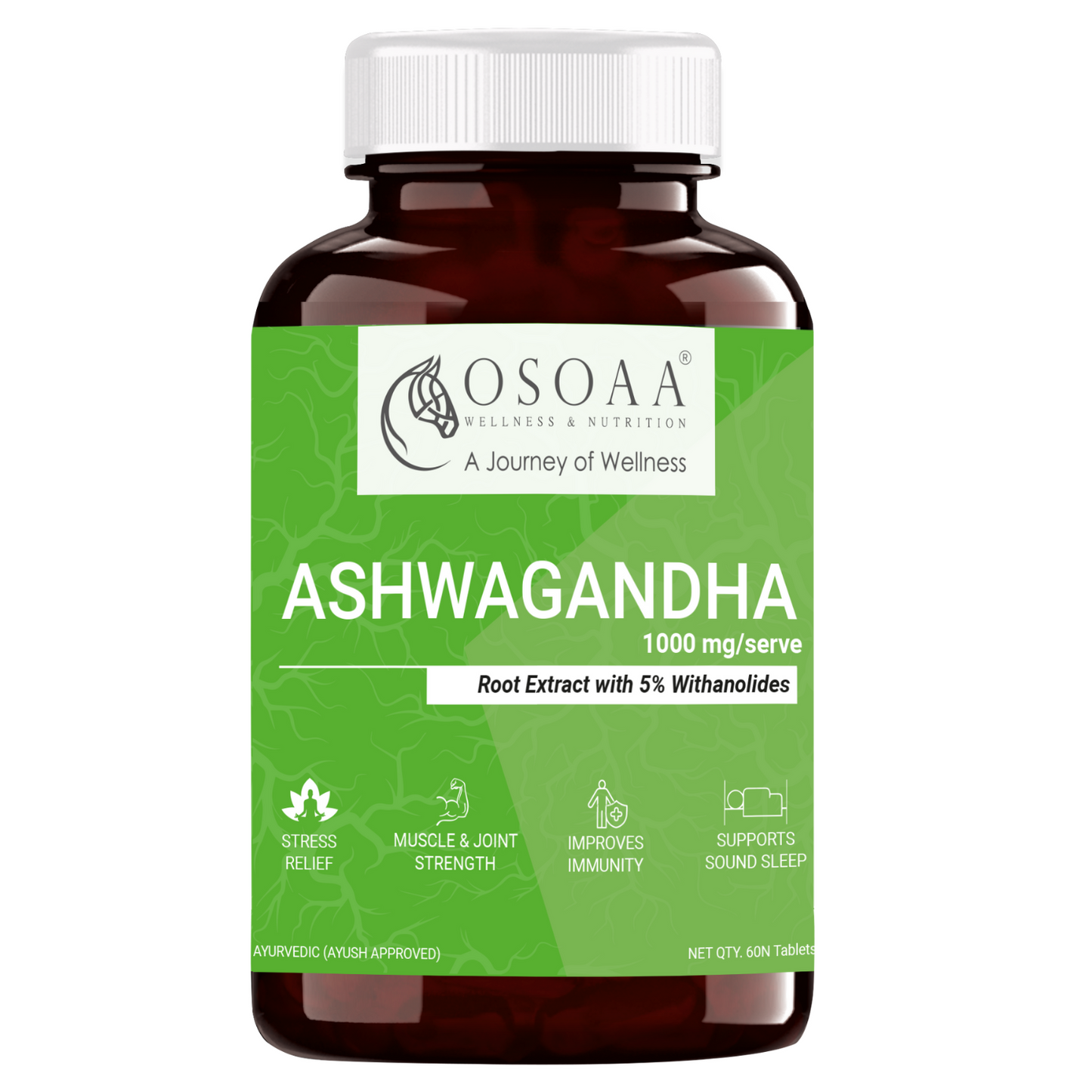 OSOAA Ayurvedic Ashwagandha 1000 mg - 60 Tabs