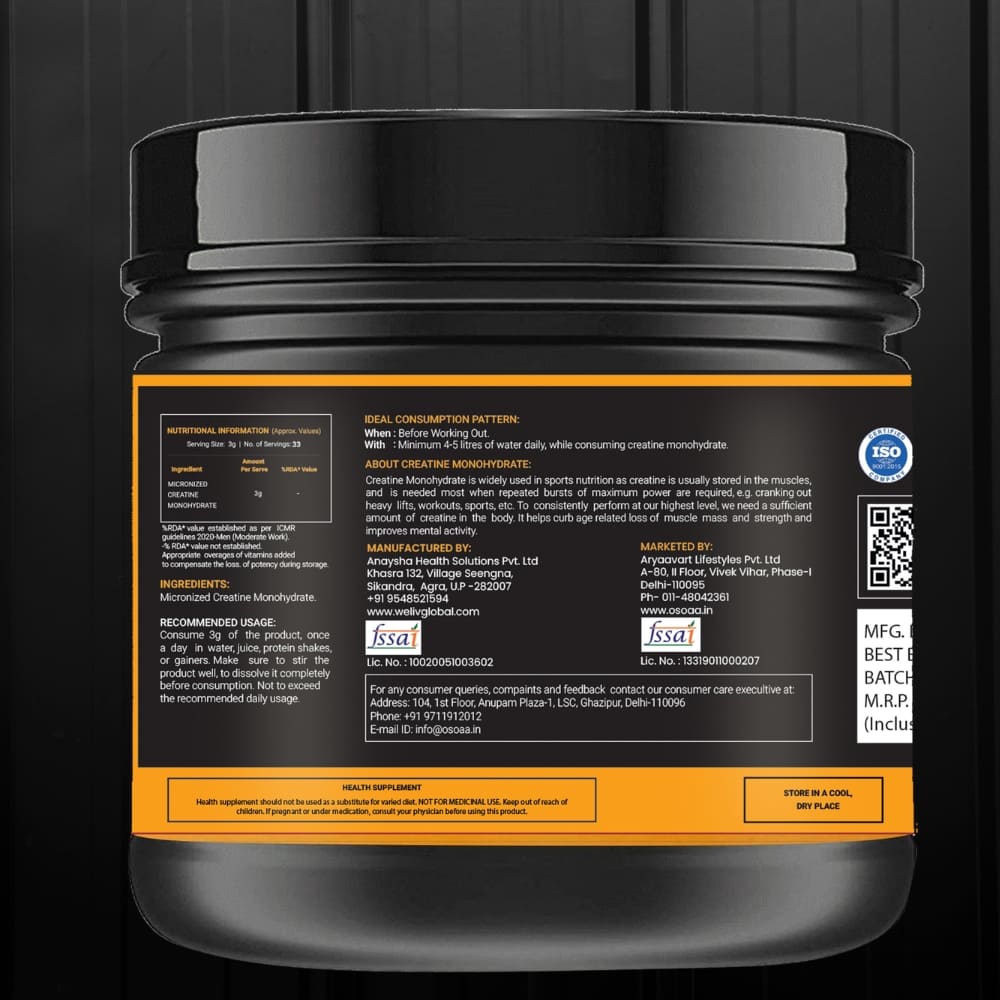 OSOAA Micronized Creatine Monohydrate  (Unflavored)