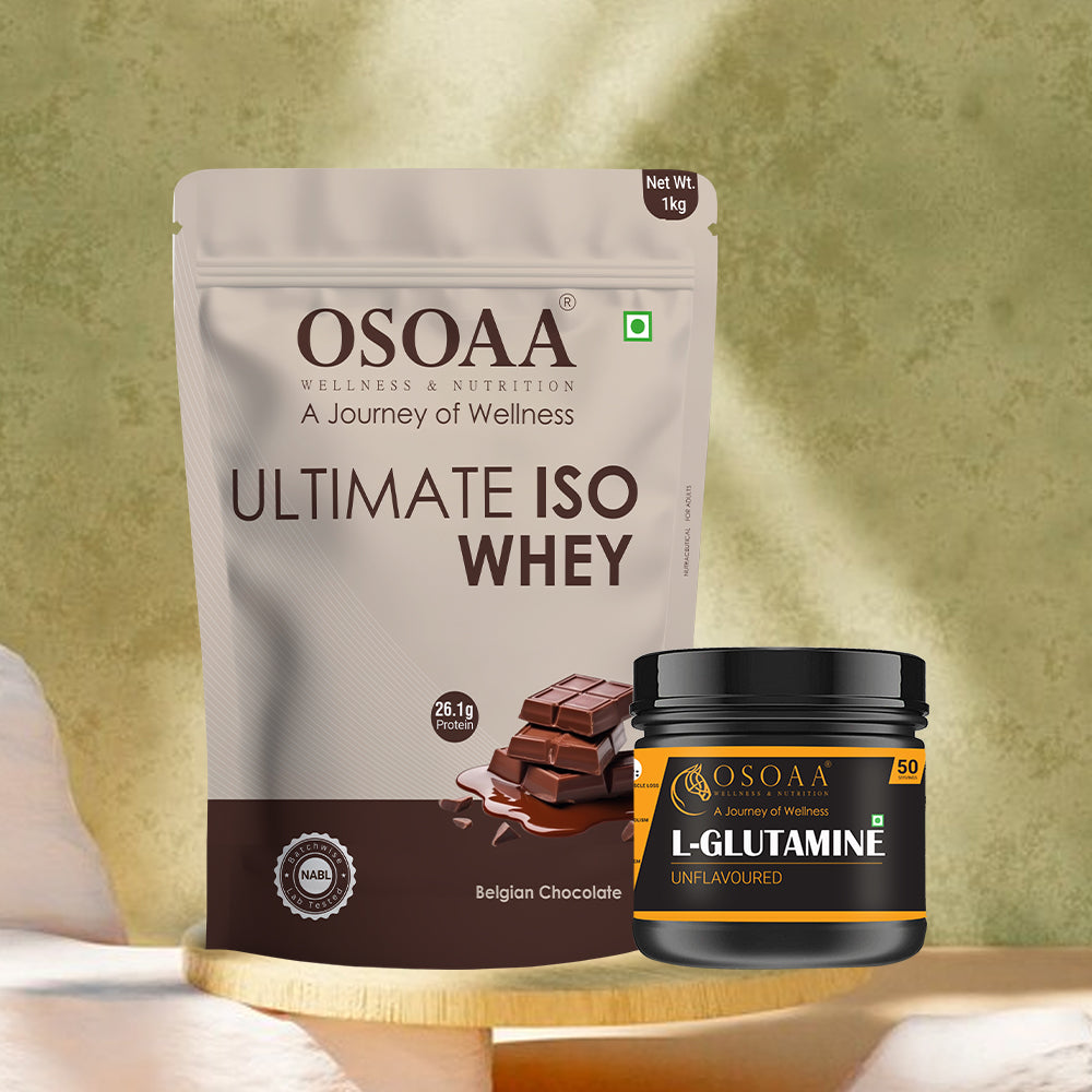 OSOAA Ultimate ISO Whey 1kg - 26g Pure Protein with L-Glutamine 100gm( Rapid Recovery Bundle)