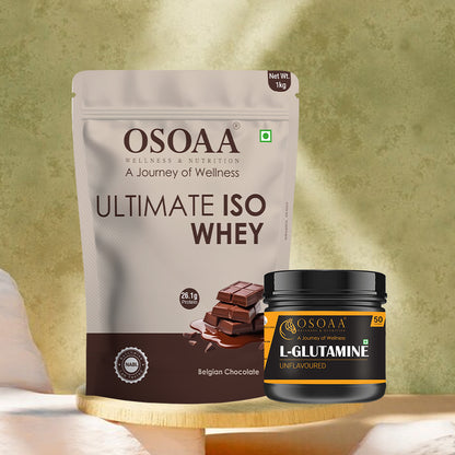 OSOAA Ultimate ISO Whey 1kg - 26g Pure Protein with L-Glutamine 100gm( Rapid Recovery Bundle)