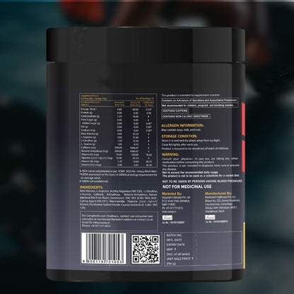 OSOAA Power Up Pre-Workout Supplement with Caffeine, Beta Alanine & L-Arginine-400gm