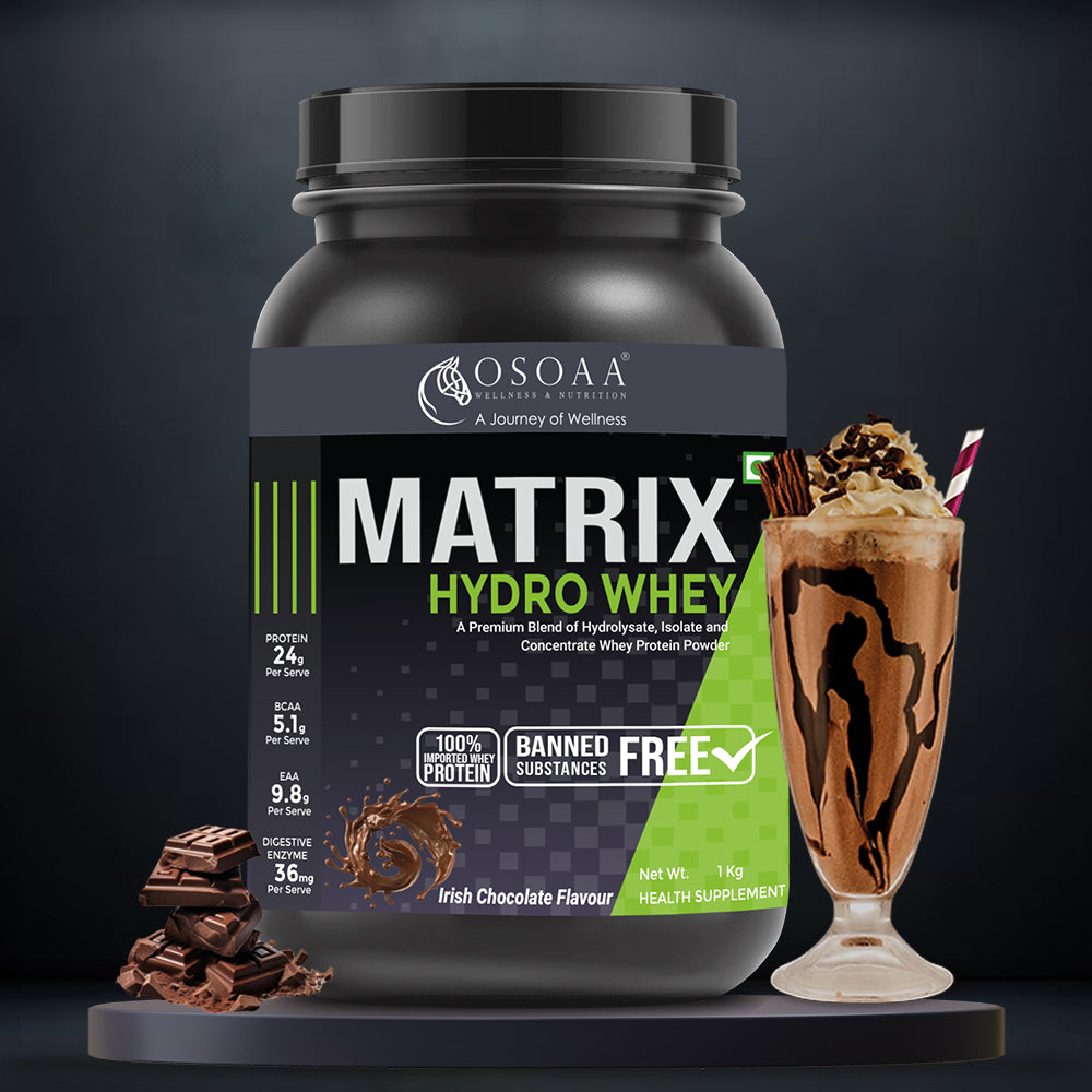 OSOAA Whey Matrix Hydro Whey 1Kg - Irish Chocolate || Daily Multivitamin with 200mg Omega 3