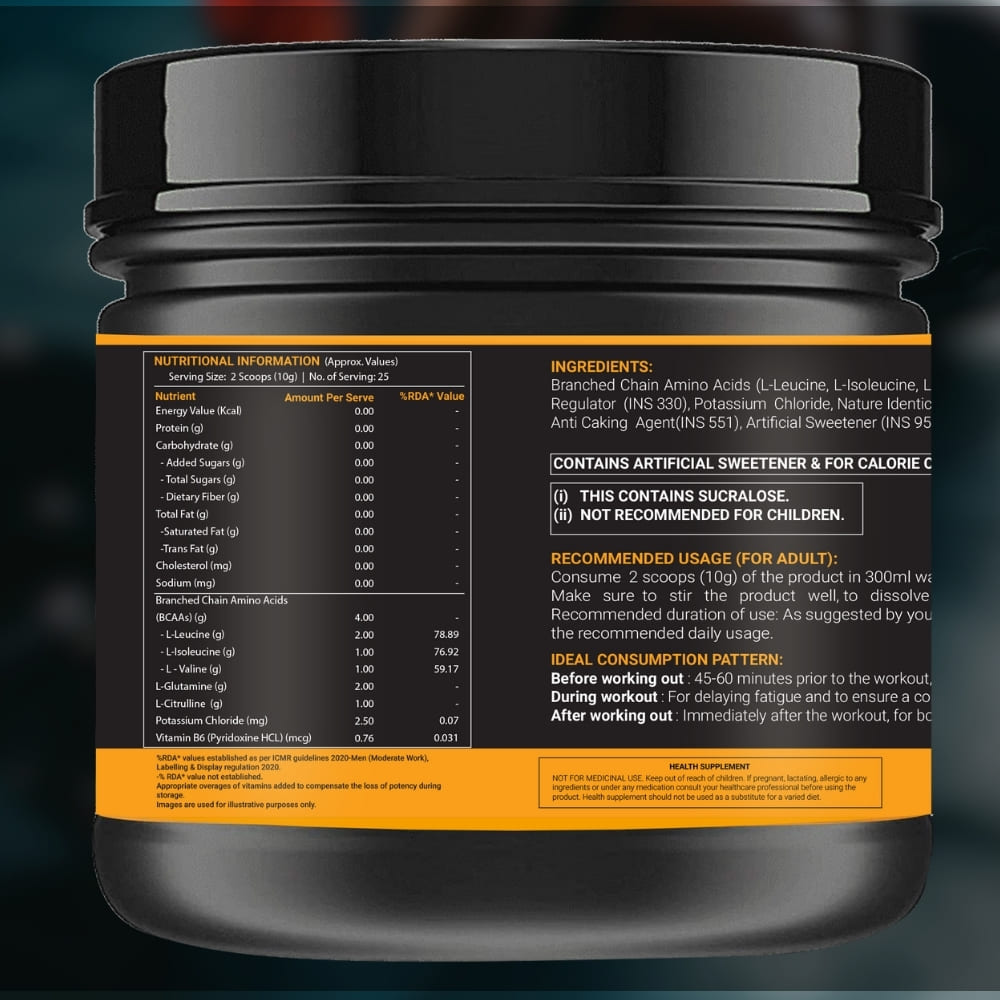 OSOAA BCAA 2:1:1 with Taurine, Glutamine & Citrulline - 250gm