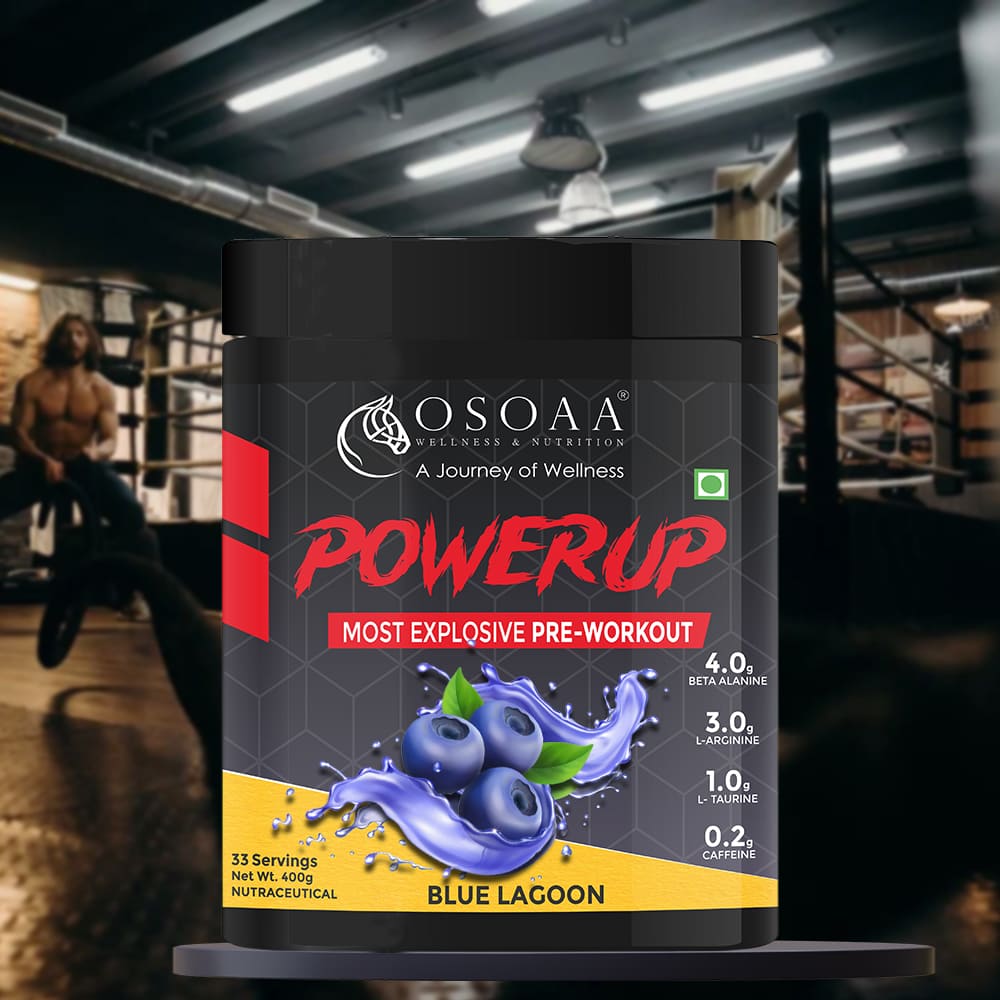 OSOAA Power Up Pre-Workout Supplement with Caffeine, Beta Alanine & L-Arginine-400gm